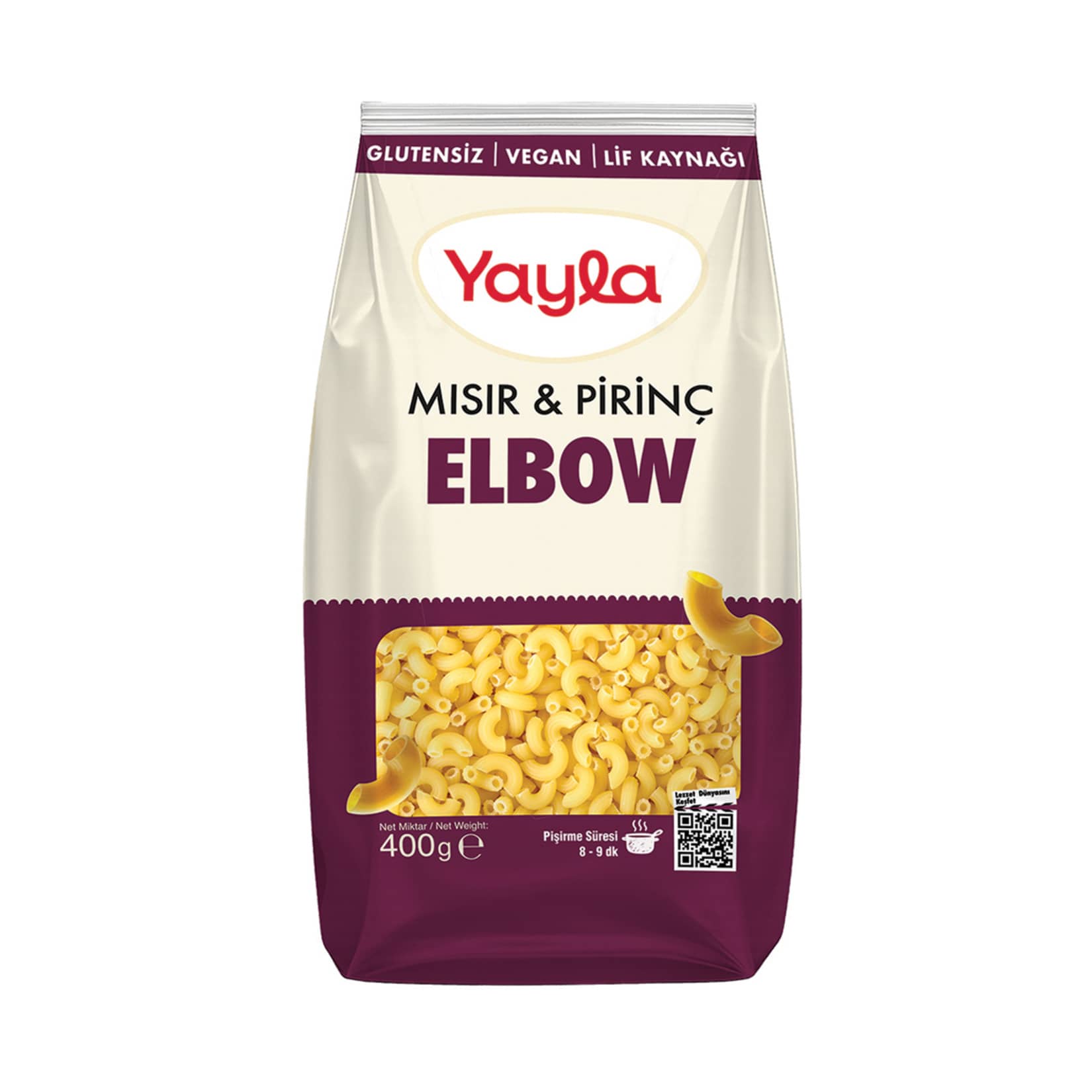 Yayla Glutensiz Mısır Pirinç Elbow 400 g