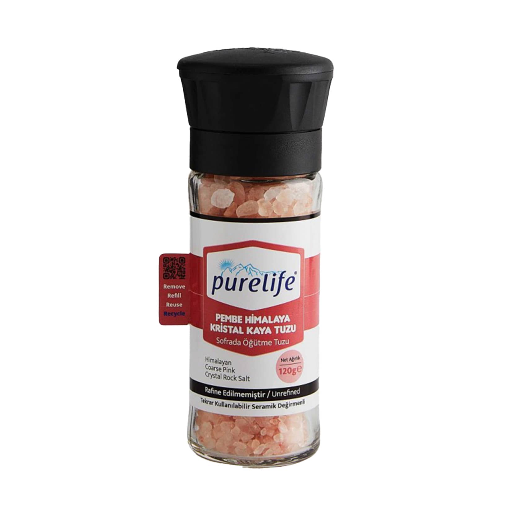 Purelife Pembe Himalaya Kristal Kaya Tuzu Değirmen 120 G