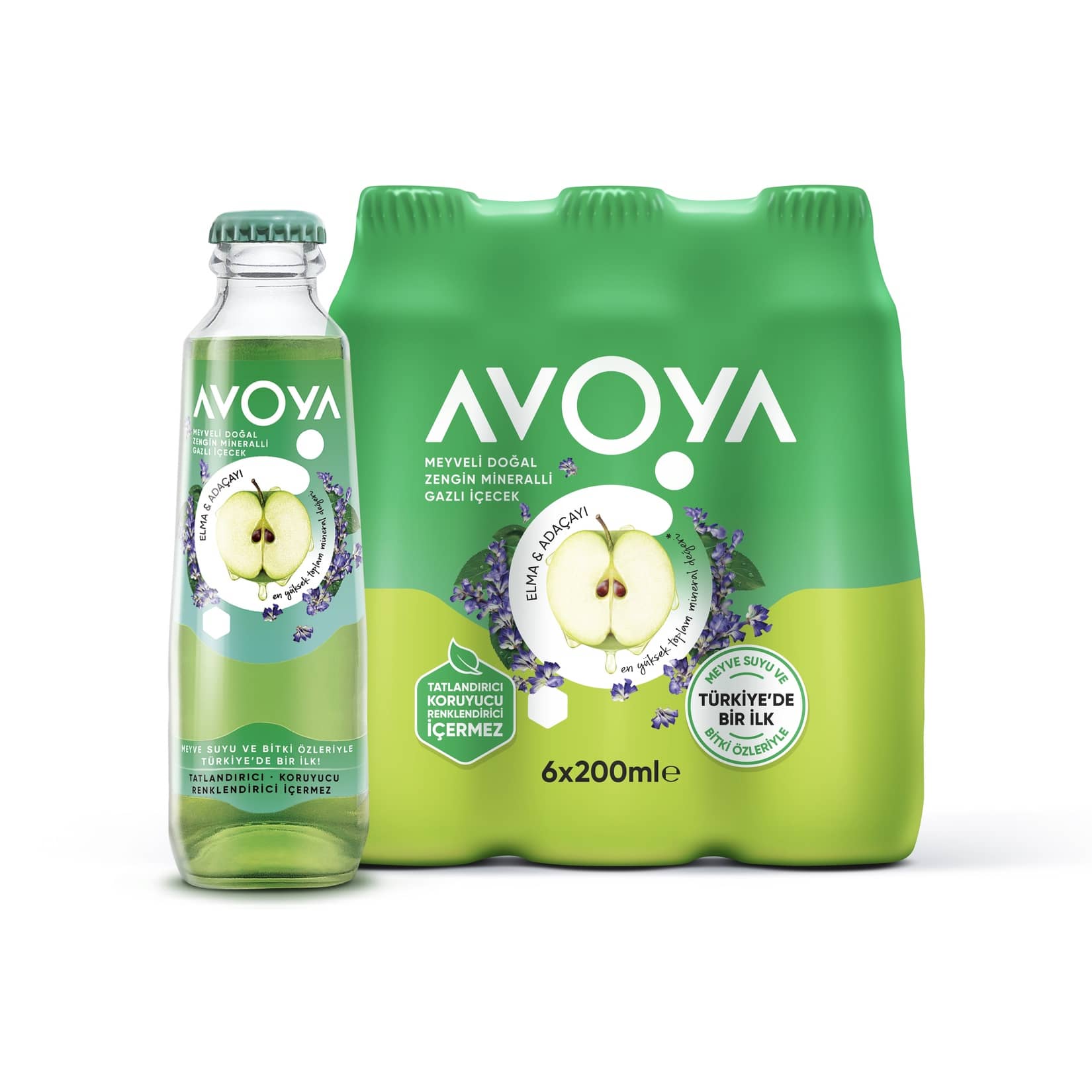 Avoya Meyveli Elma & Adaçayı Maden Suyu 6 x 200 Ml