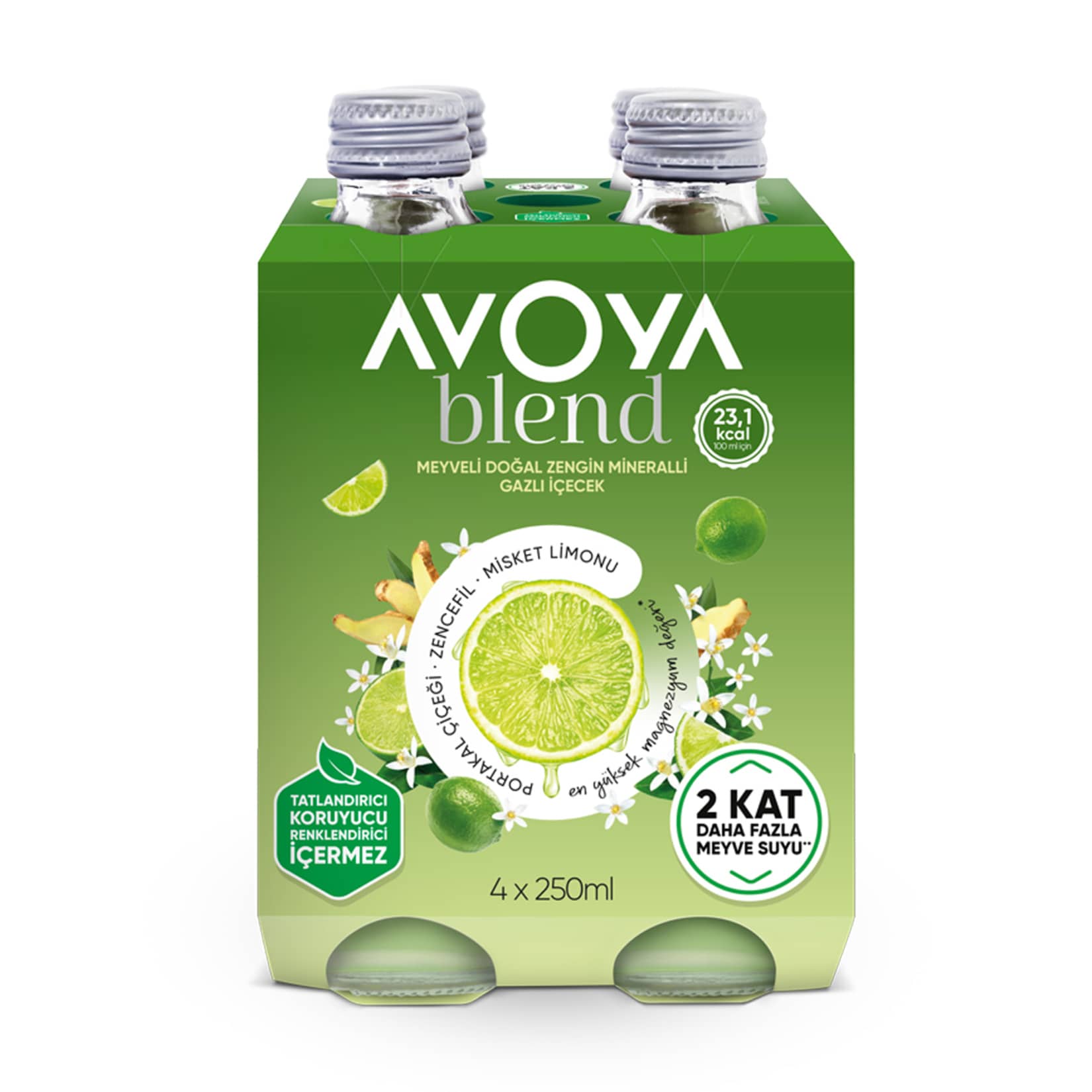 Avoya Blend Misket Limonu Zencefil Portakal Çiçeği Maden Suyu 4 x 250 Ml