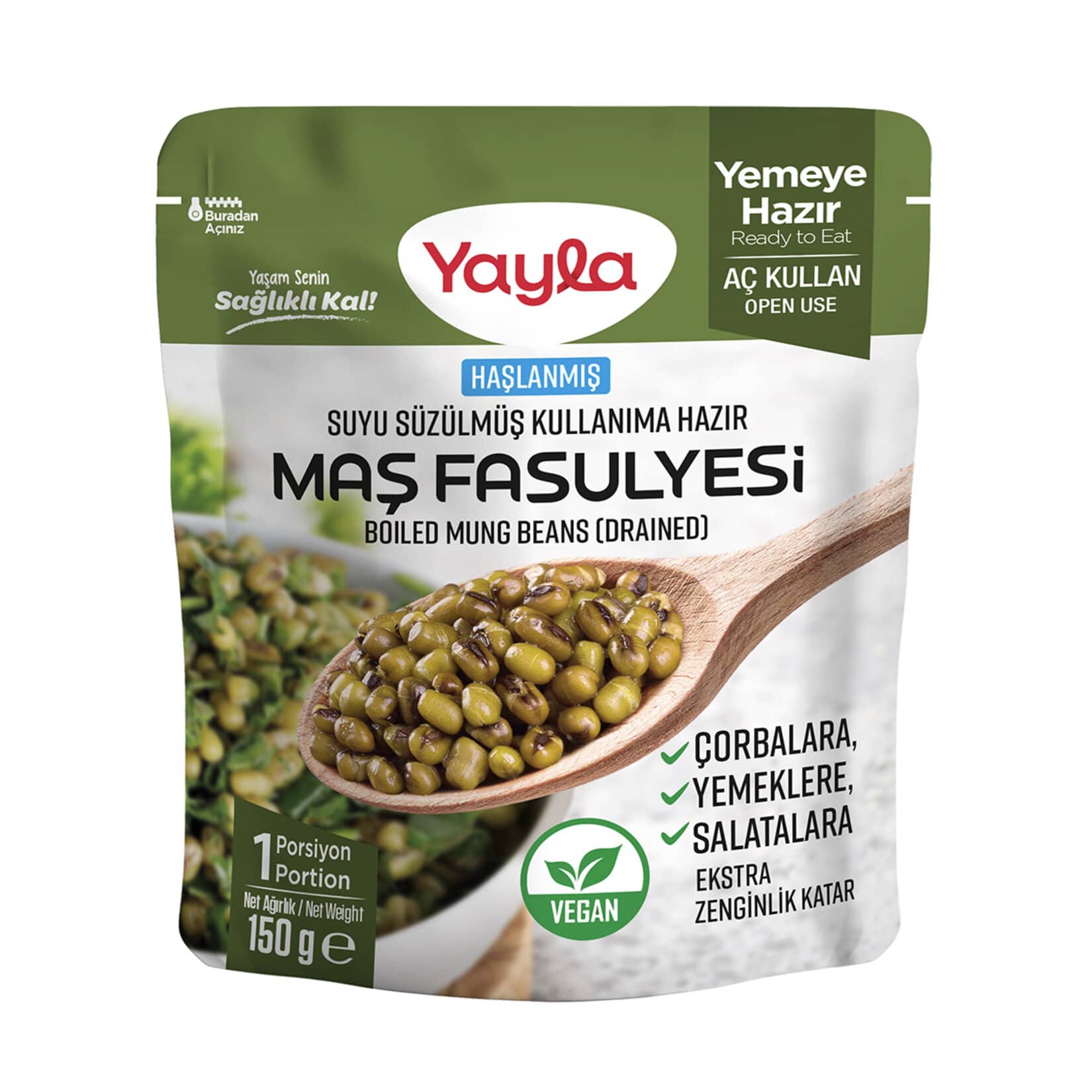 Yayla Haşlanmış Suyu Süzülmüş Maş Fasulyesi 150 g