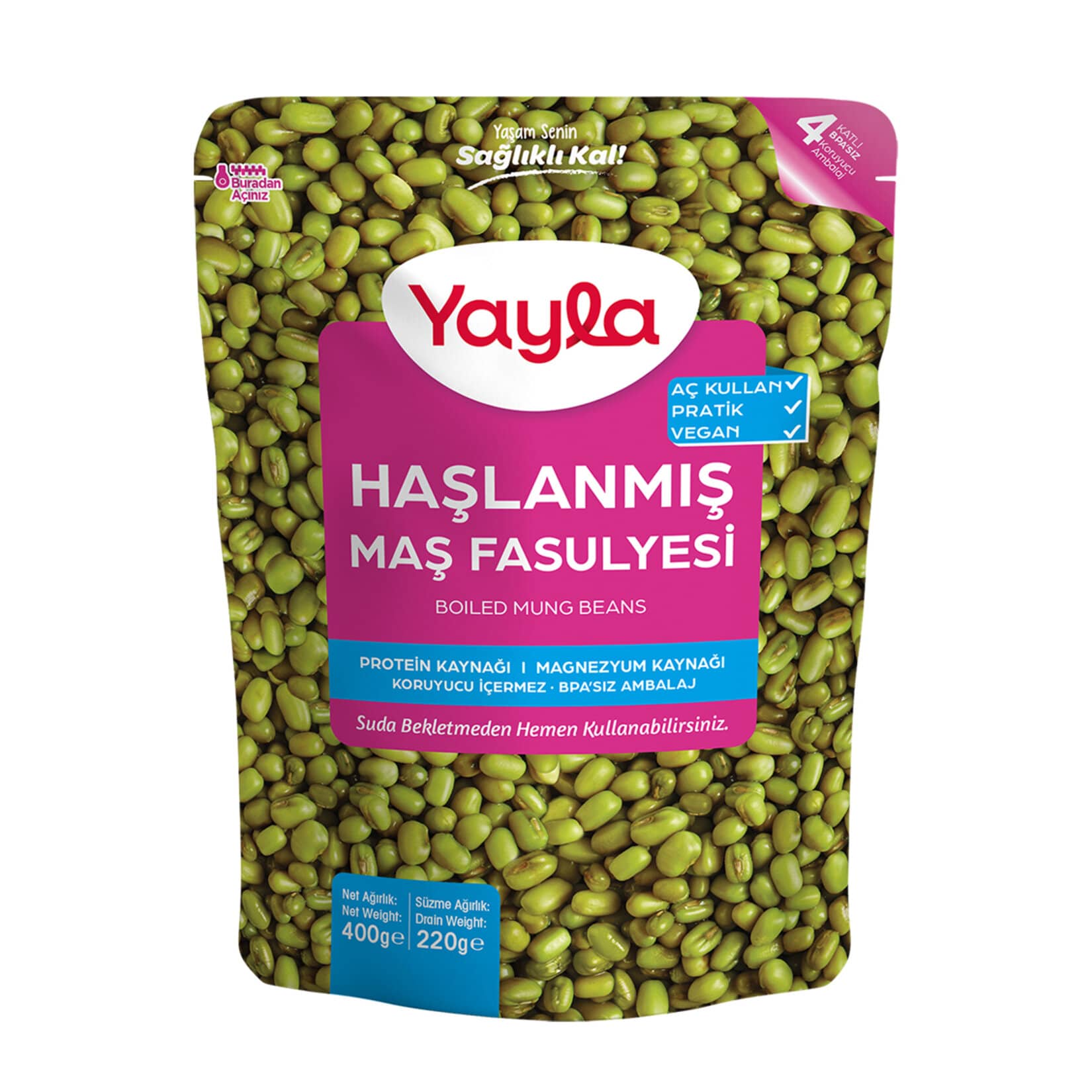 Yayla Haşlanmış Maş Fasulyesi 400 g