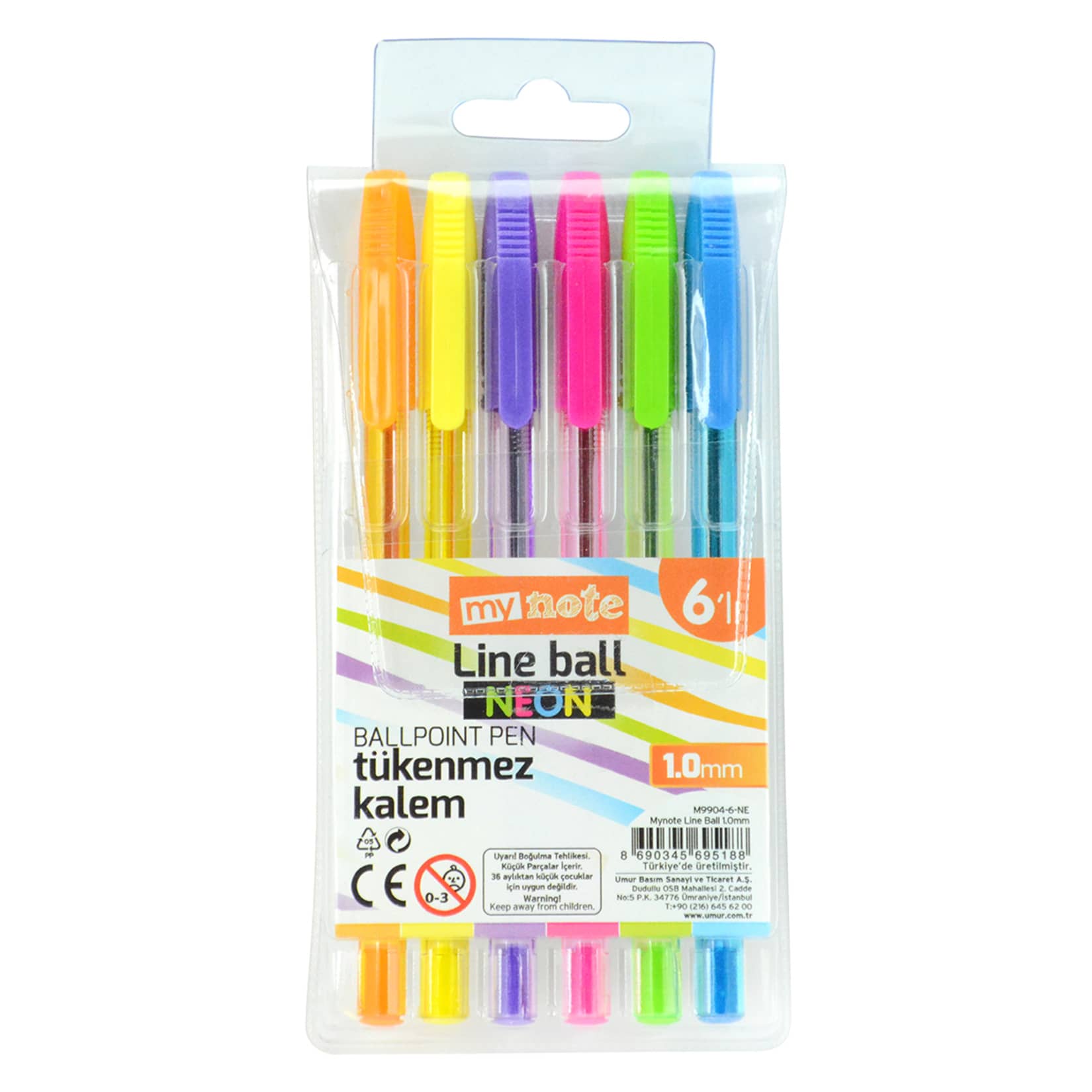 Mynote Line Ball 1.0 Mm 6'lı Neon