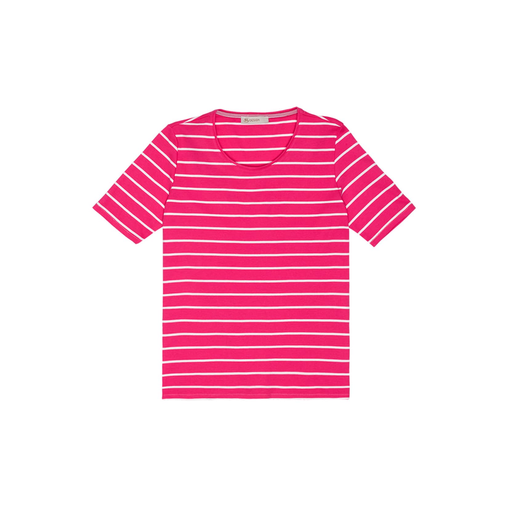 S Design Çizgili Tshirt Pembe M