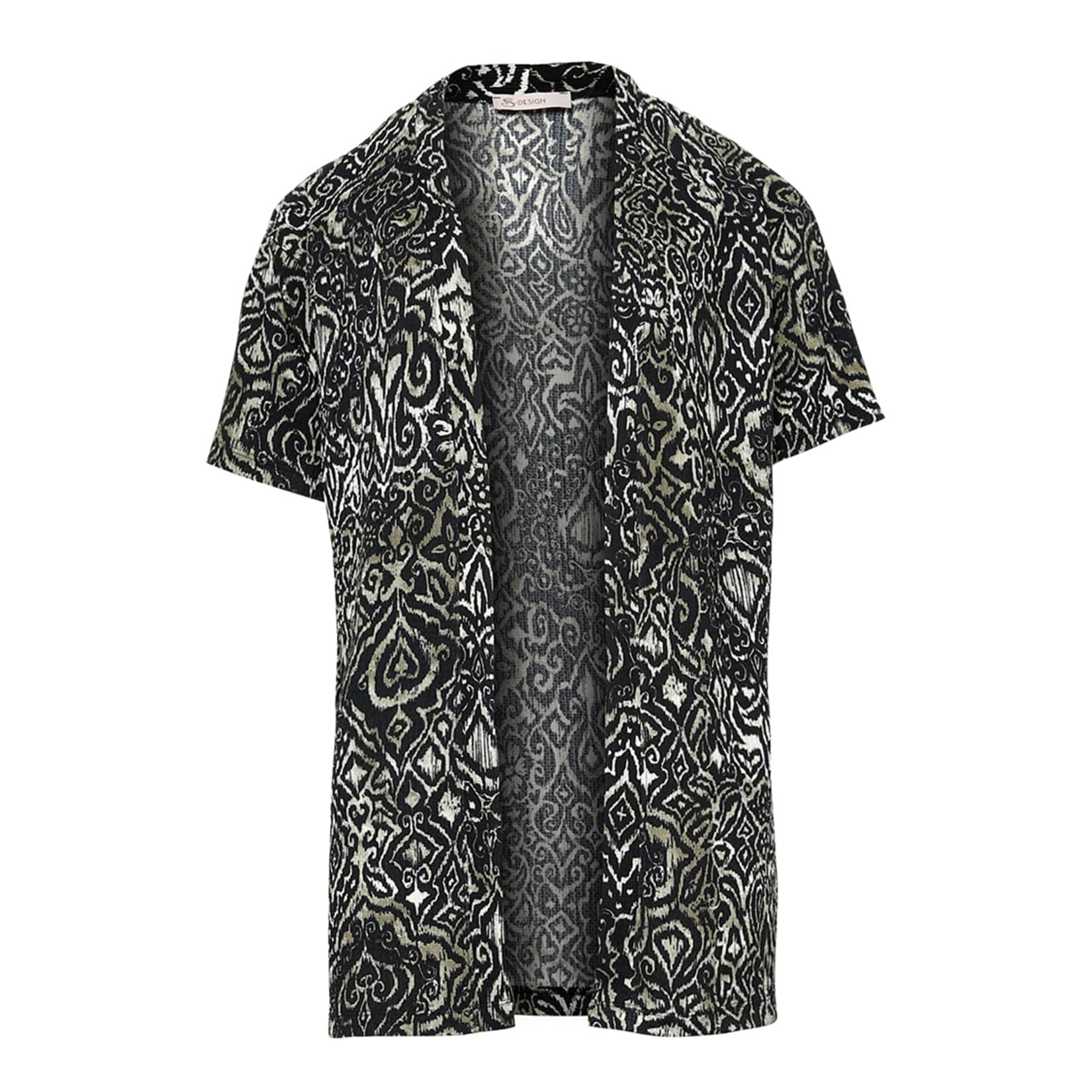 S Design Yeşil Desenli Kimono Bluz S