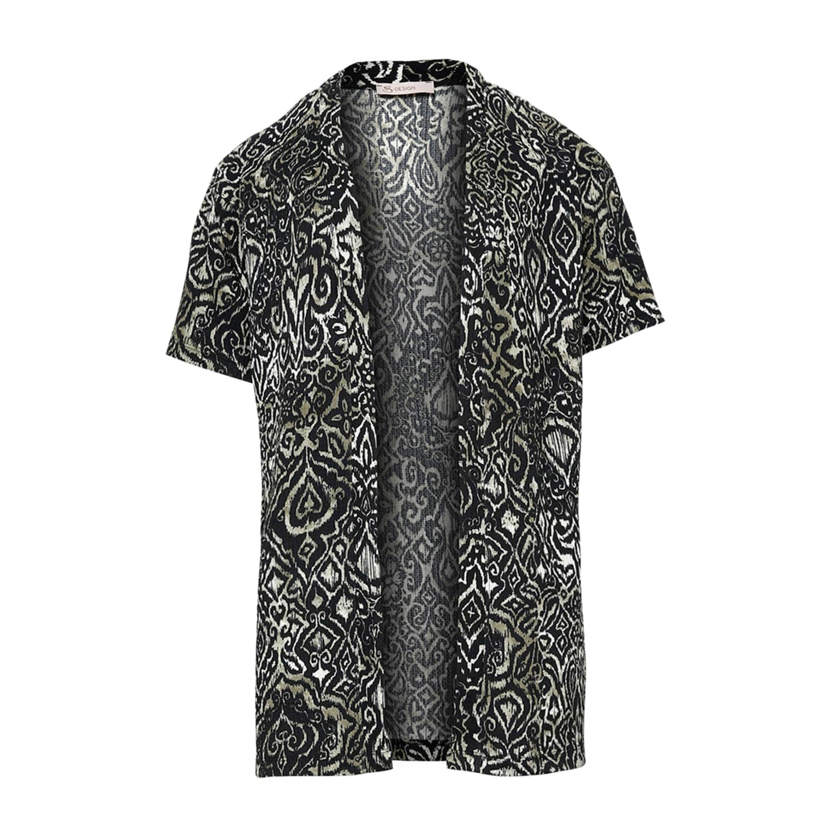 S Design Yeşil Desenli Kimono Bluz M