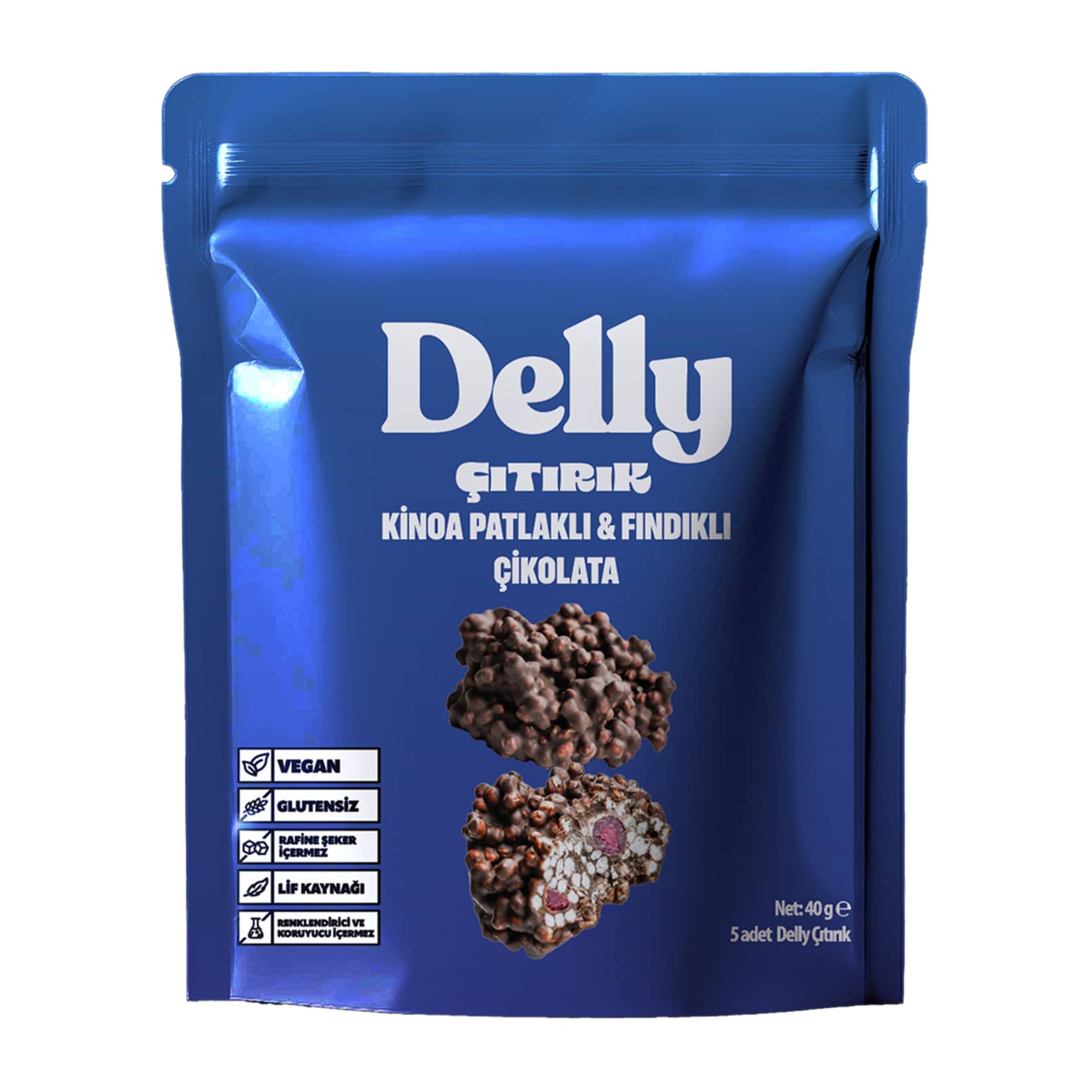 Delly Çıtırık Kinoa Patlaklı & Fındıklı Çikolata 40 G