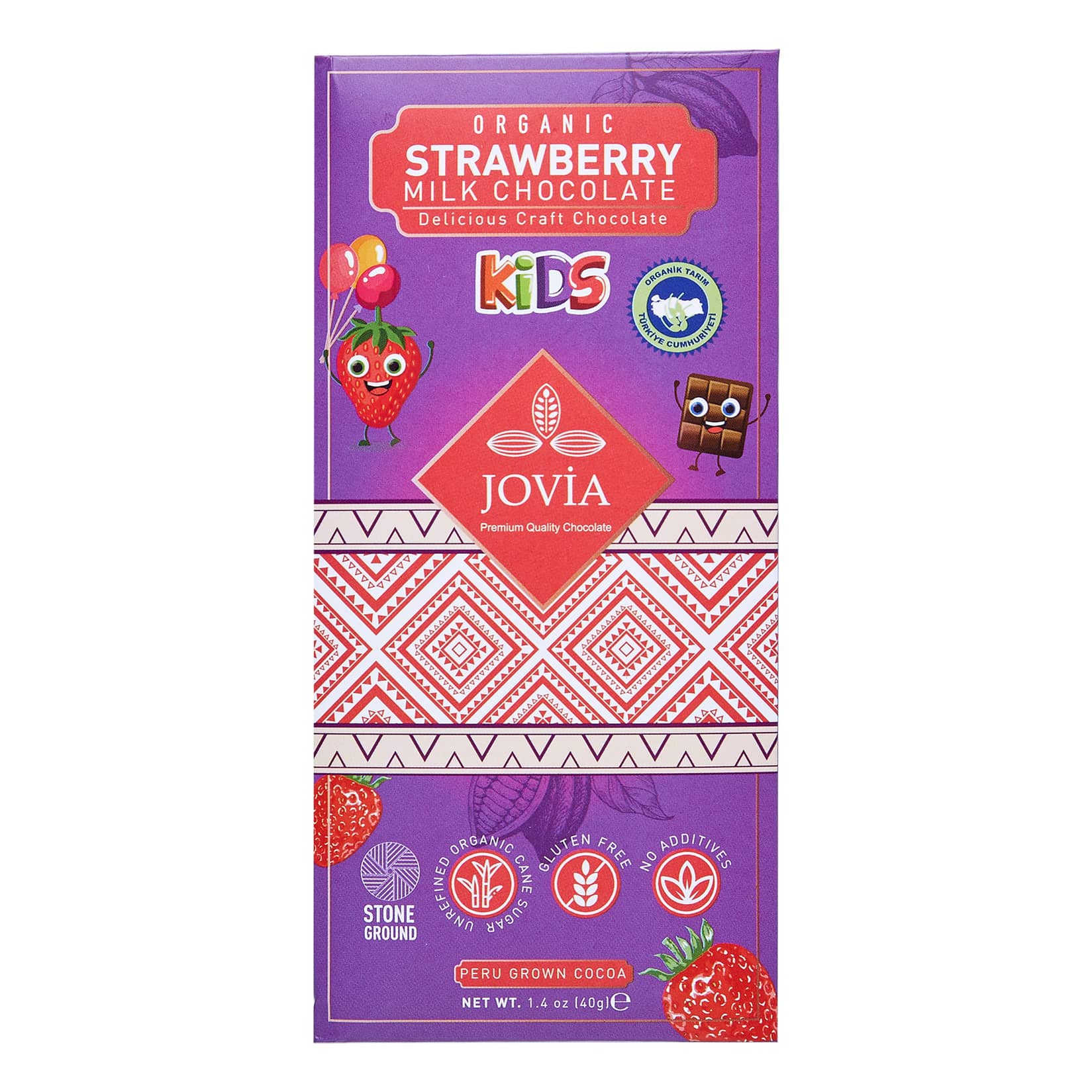 Jovia Organik Çilekli Sütlü Çikolata Kids-40g
