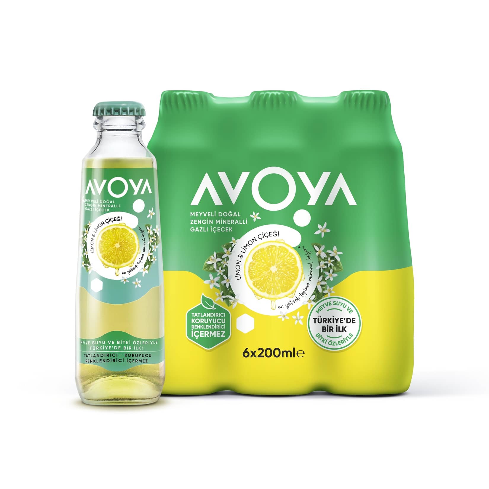 Avoya Meyveli Limon & Limon Çiçeği Maden Suyu 6 x 200 Ml
