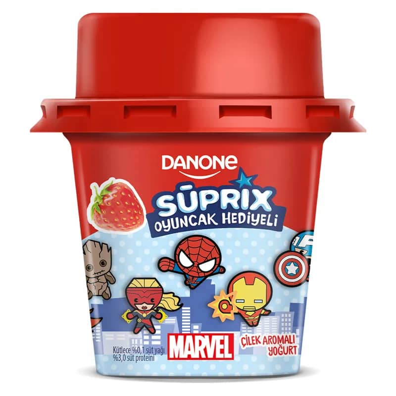Danone Süprix Marvel Oyuncak Hediyeli Çilek Aromalı Yoğurt 90 g