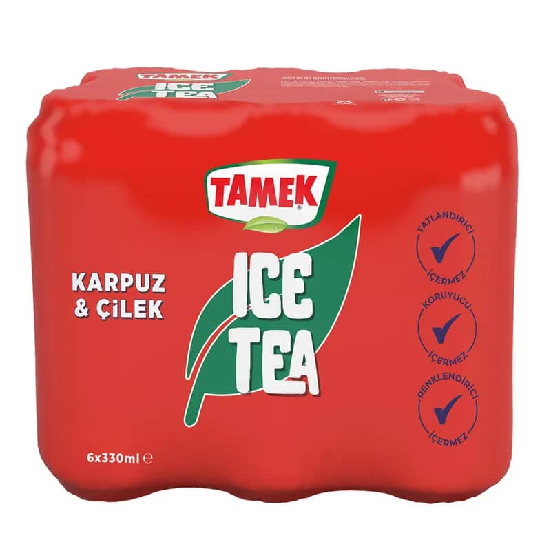 Tamek Ice Tea Karpuz & Çilek 6x330 ml Kutu