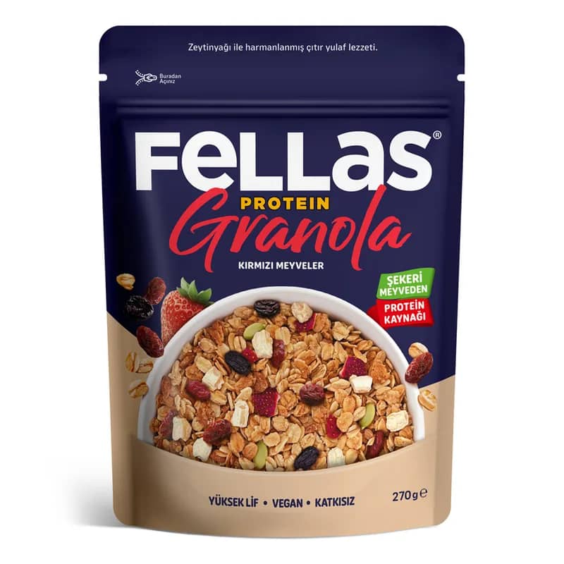 Fellas Vegan Protein Granola Kırmızı Meyveler 270 g