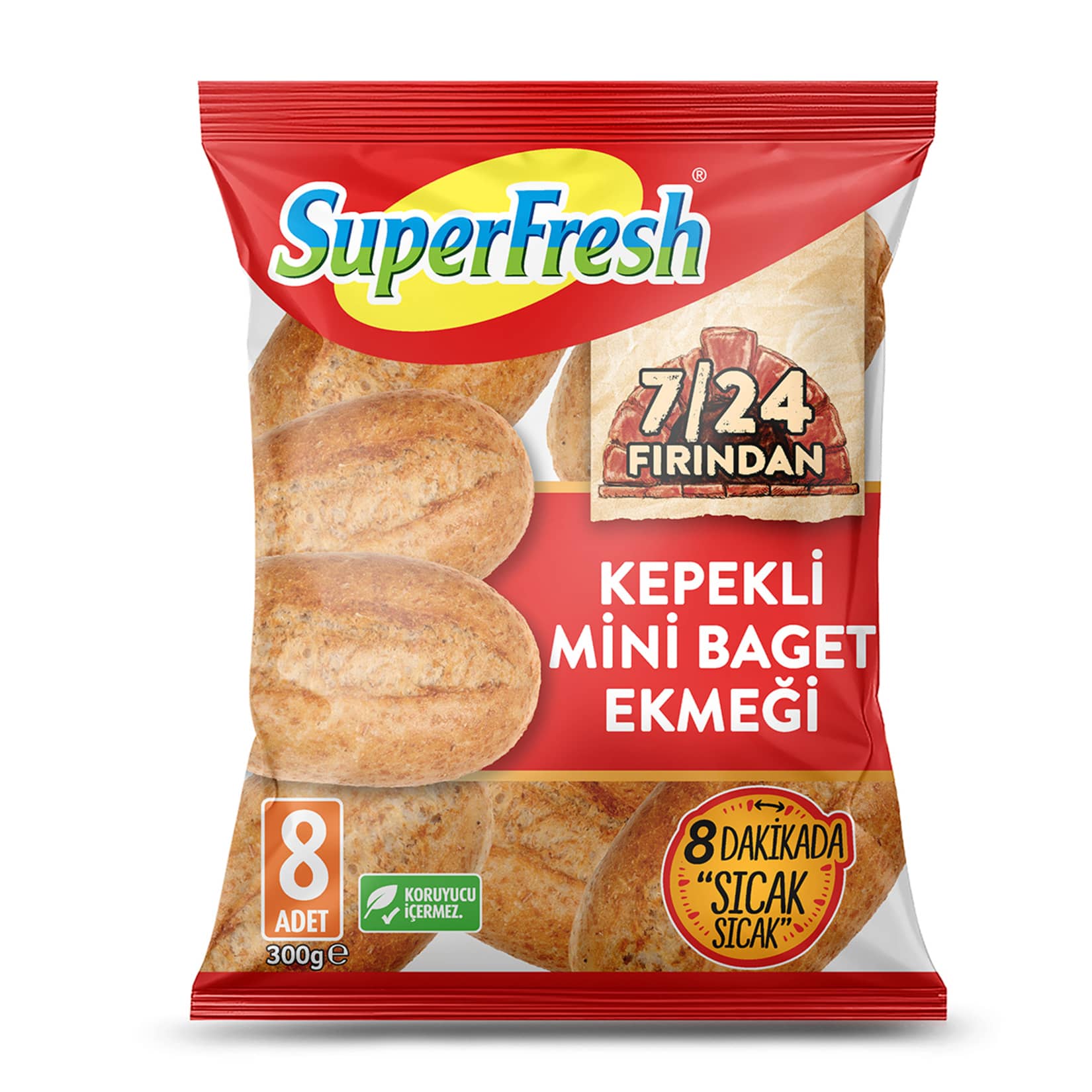 SuperFresh 7/24 Fırından Kepekli Mini Baget Ekmeği