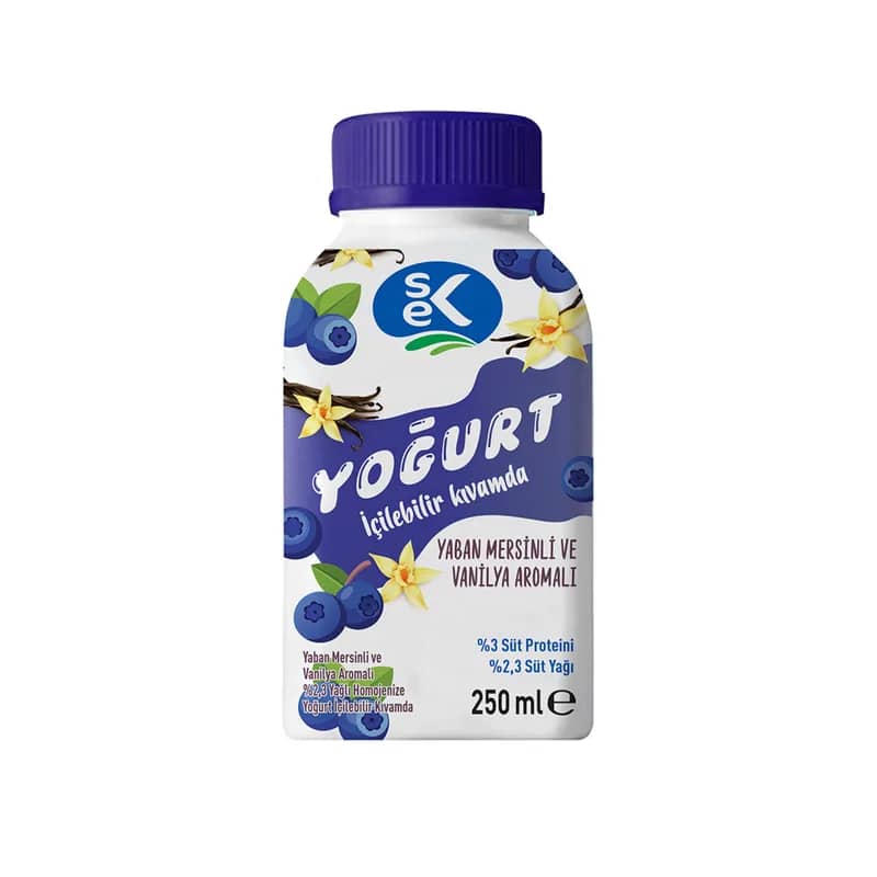 Sek Yaban Mersinli Vanilya Aromalı İçilebilir Yoğurt 180 ml