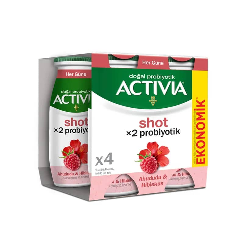 Activia Shot x2 Probiyotik Ahududu & Hibiskus 4x80 ml