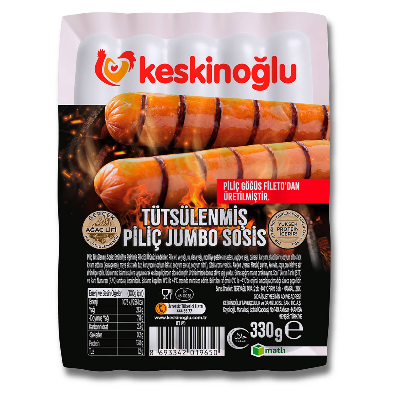 Keskinoğlu Piliç Tütsülenmiş Jumbo Sosis